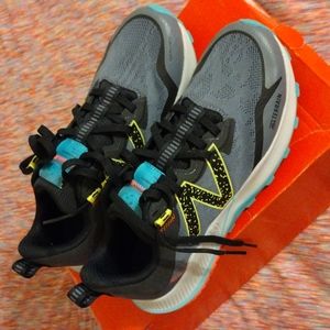 New Balance Trail Running Sneakers, Size 9.5, Black, Gray, Pink, Teal, & Yellow